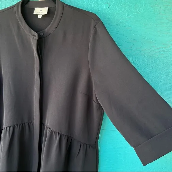 TUCKERNUCK Black Stretch Royal BABY DOLL Shirt Dress Pockets SIZE XL