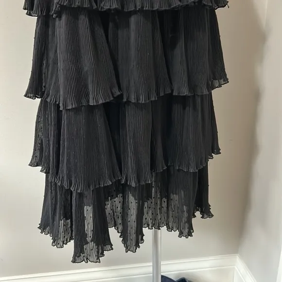 Tuckernuck ENGLISH FACTORY Dotted Mixed Media Tiered Dress Black Sz XS NEW