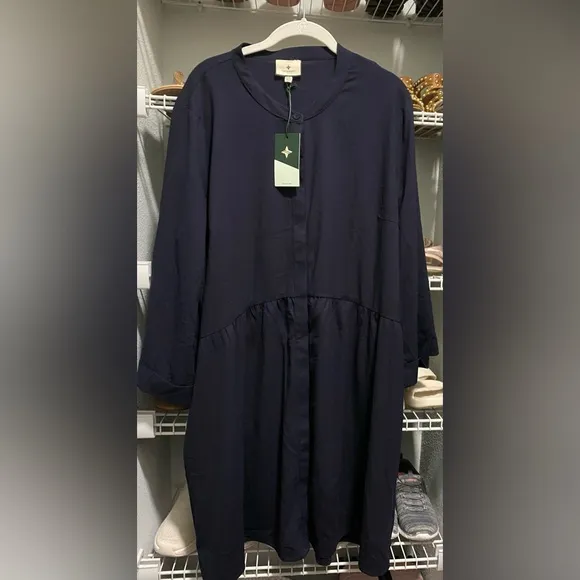 Tuckernuck Navy Crepe Royal Shirt Dress NWT • Has Pockets XXXL