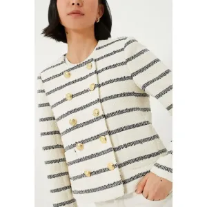 Tuckernuck Navy Stripe Marais Jacket Gold Button Open Front Nautical Blazer