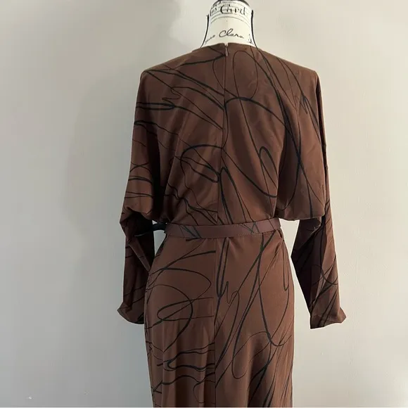 Tuckernuck Twombly bex belted midi dress Ladies size medium Brown swirl