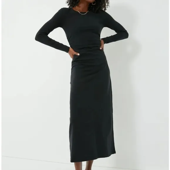 Tuckernuck Xirena NWT Black Wiley Long Sleeve Jersey Maxi Dress Size XL Cotton