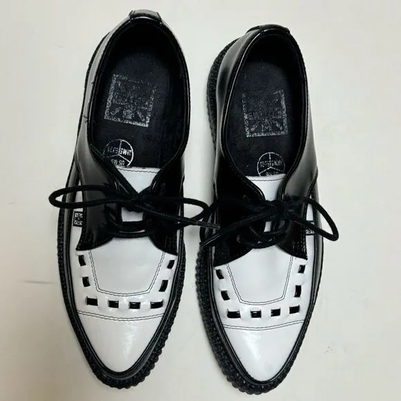 T.U.K Men’s Unisex Black|White Look Sharp Pointed Creeper Shoes Sz M6/W8