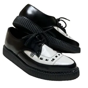 T.U.K Men’s Unisex Black|White Look Sharp Pointed Creeper Shoes Sz M6/W8