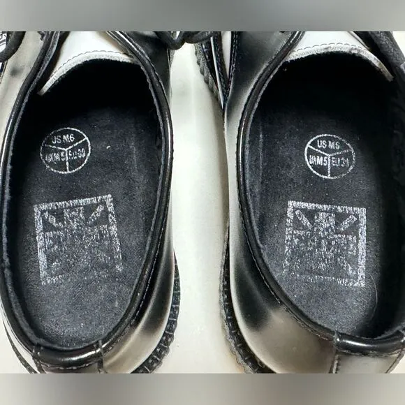T.U.K Men’s Unisex Black|White Look Sharp Pointed Creeper Shoes Sz M6/W8