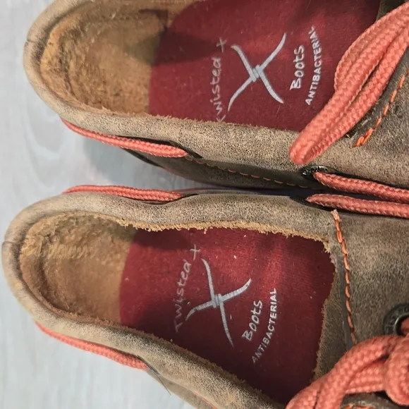 Twisted X Kids Girls SMUYDM09 Brown Leather Boat Moccasin Driving Shoes Sz 3.5M