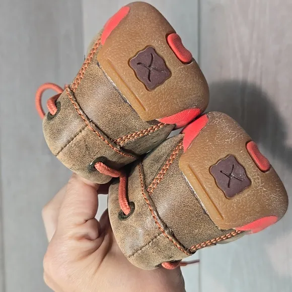 Twisted X Kids Girls SMUYDM09 Brown Leather Boat Moccasin Driving Shoes Sz 3.5M