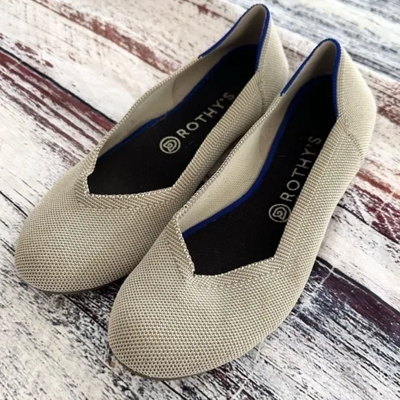 UEC Rothy’s flax birdseye gray round toe ballet flats size 9.5 no box