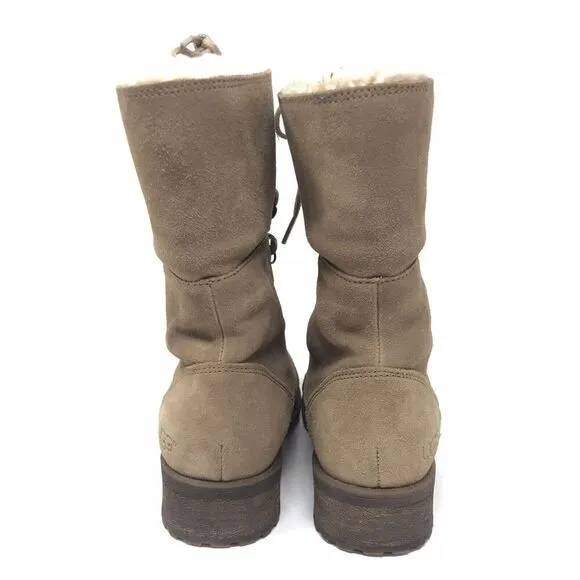 UGG Australia Gradin Lace Up Convertible Chestnut Suede Boots Size 7.5 Fold Over