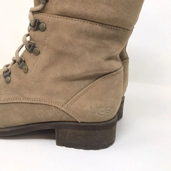 UGG Australia Gradin Lace Up Convertible Chestnut Suede Boots Size 7.5 Fold Over