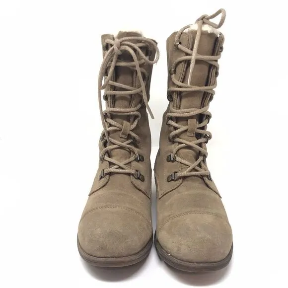 UGG Australia Gradin Lace Up Convertible Chestnut Suede Boots Size 7.5 Fold Over
