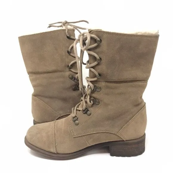 UGG Australia Gradin Lace Up Convertible Chestnut Suede Boots Size 7.5 Fold Over