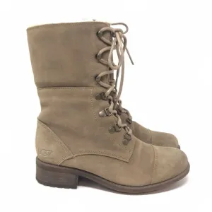 UGG Australia Gradin Lace Up Convertible Chestnut Suede Boots Size 7.5 Fold Over
