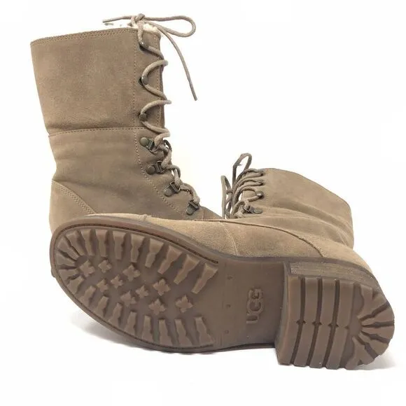 UGG Australia Gradin Lace Up Convertible Chestnut Suede Boots Size 7.5 Fold Over