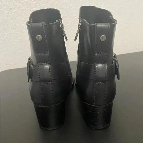 UGG Biker Moto Ankle Boots Black Leather Bikercore Combat Festival