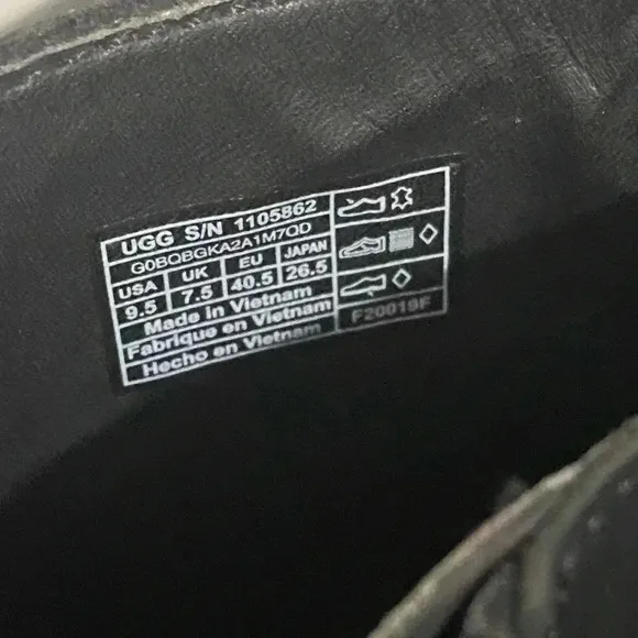 UGG Biker Moto Ankle Boots Black Leather Bikercore Combat Festival