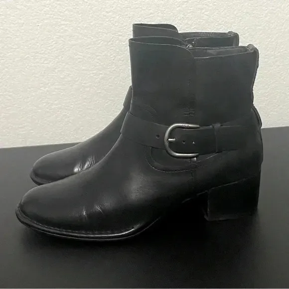 UGG Biker Moto Ankle Boots Black Leather Bikercore Combat Festival