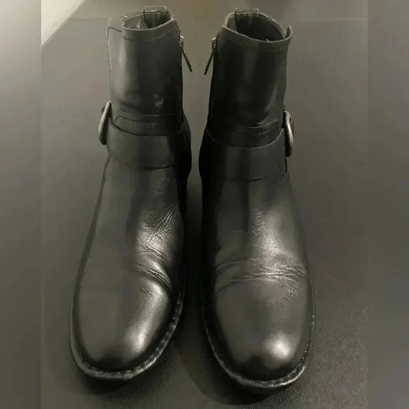UGG Biker Moto Ankle Boots Black Leather Bikercore Combat Festival