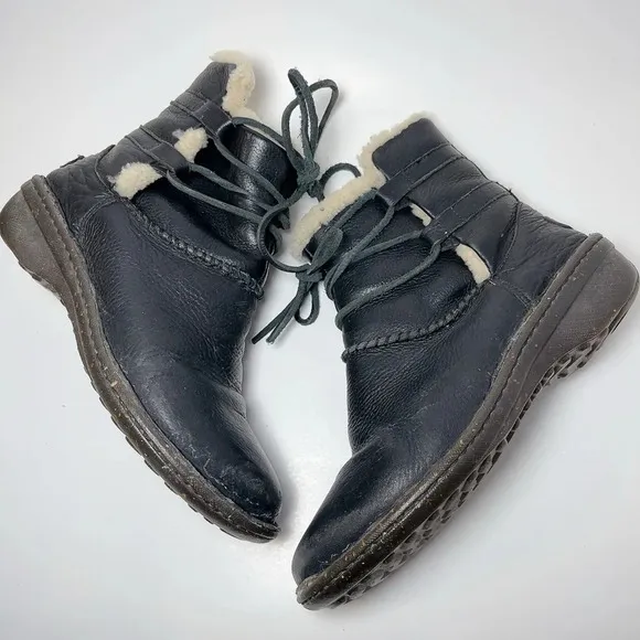 UGG Black Caspia Lace Up Leather Boots