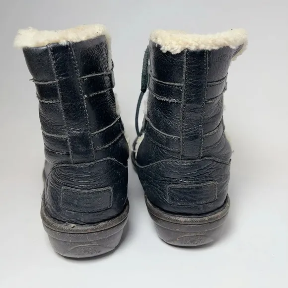 UGG Black Caspia Lace Up Leather Boots