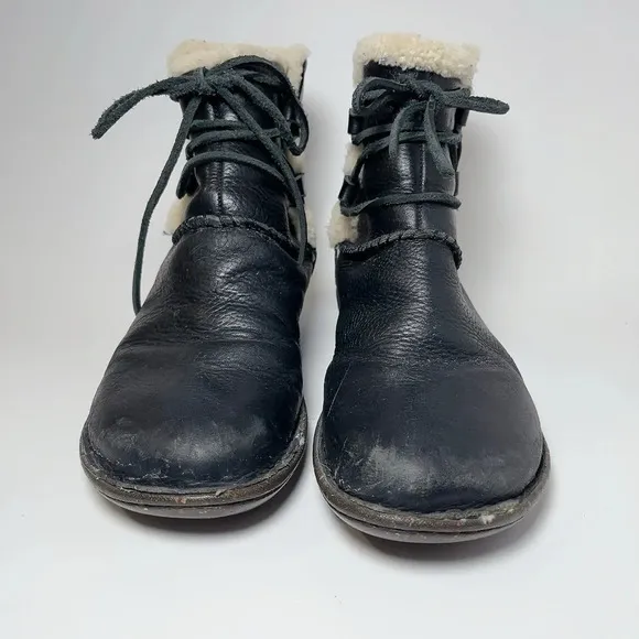 UGG Black Caspia Lace Up Leather Boots