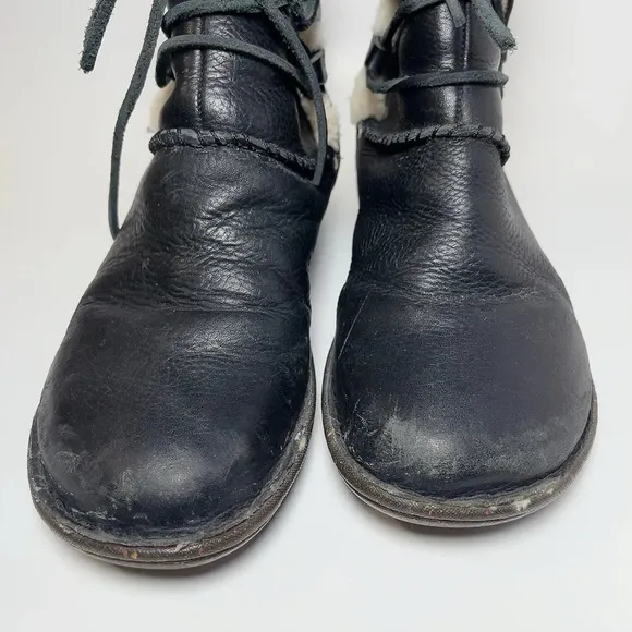 UGG Black Caspia Lace Up Leather Boots