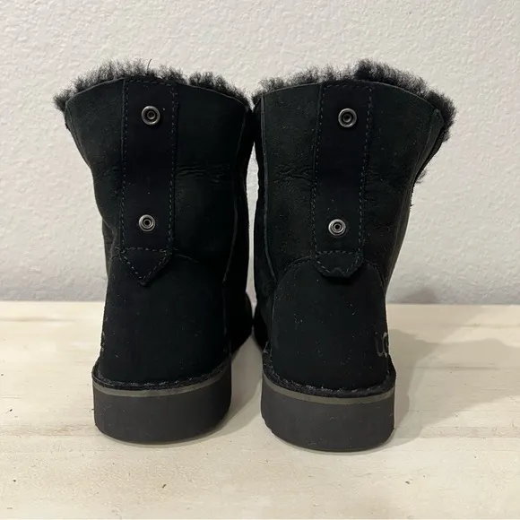 Ugg Black Suede Quincy Lace Up Boots