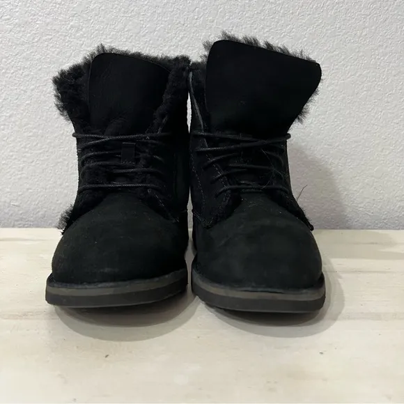Ugg Black Suede Quincy Lace Up Boots