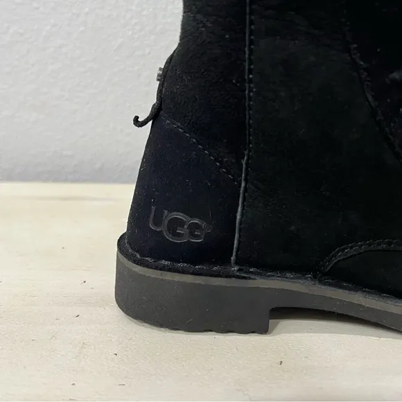 Ugg Black Suede Quincy Lace Up Boots