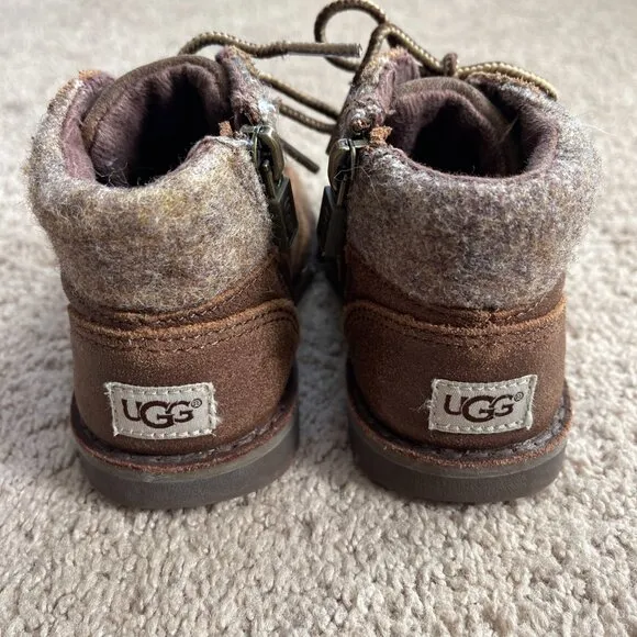 UGG Boots Toddler Size 7 Brown Orin Wool Chukka Lace Up Cabin Nature Comfort