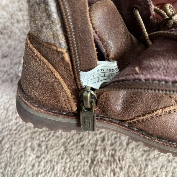 UGG Boots Toddler Size 7 Brown Orin Wool Chukka Lace Up Cabin Nature Comfort