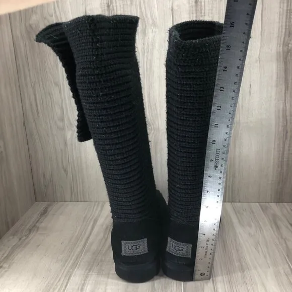 Ugg Boots Womens 10 Cardy Classic Knit Black Winter