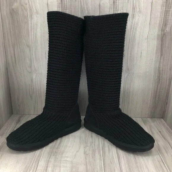 Ugg Boots Womens 10 Cardy Classic Knit Black Winter