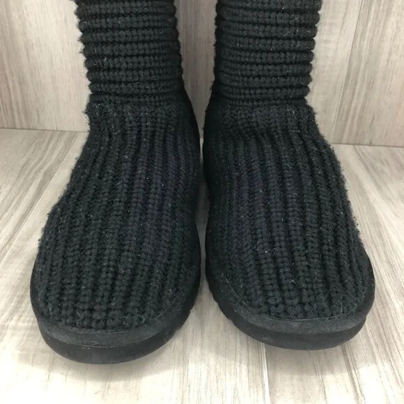Ugg Boots Womens 10 Cardy Classic Knit Black Winter