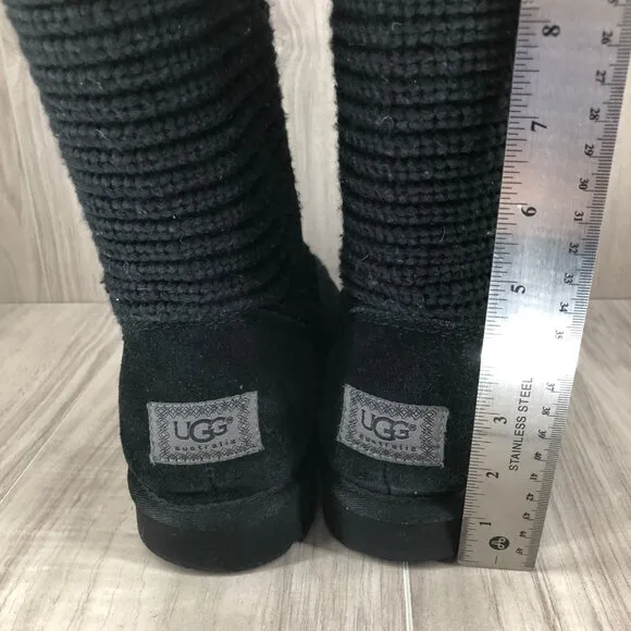 Ugg Boots Womens 10 Cardy Classic Knit Black Winter