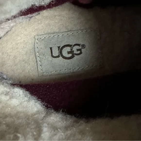 Ugg Brown Leather Mid Calf Lace Up Combat Moto Boots Winter