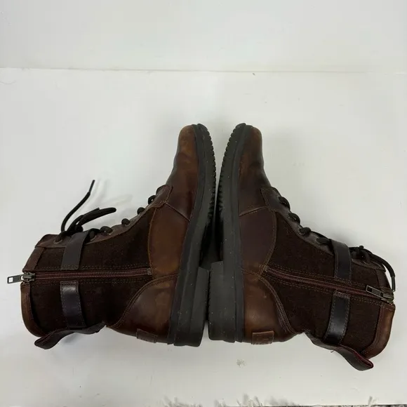 Ugg Brown Leather Mid Calf Lace Up Combat Moto Boots Winter