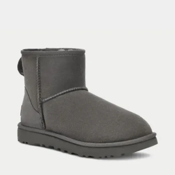 UGG Classic mini ii boot, gray, size 10, new in box