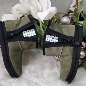Ugg Classic Mini Zipper Tape Logo Women Boots  new