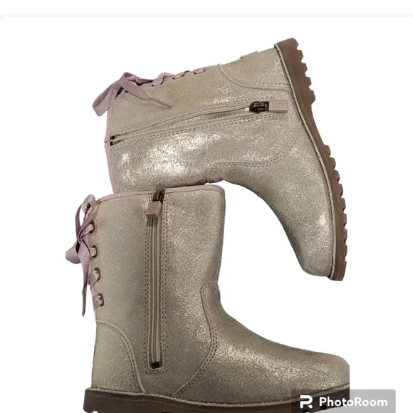 UGG Corene Metallic Lace up Boots sz12