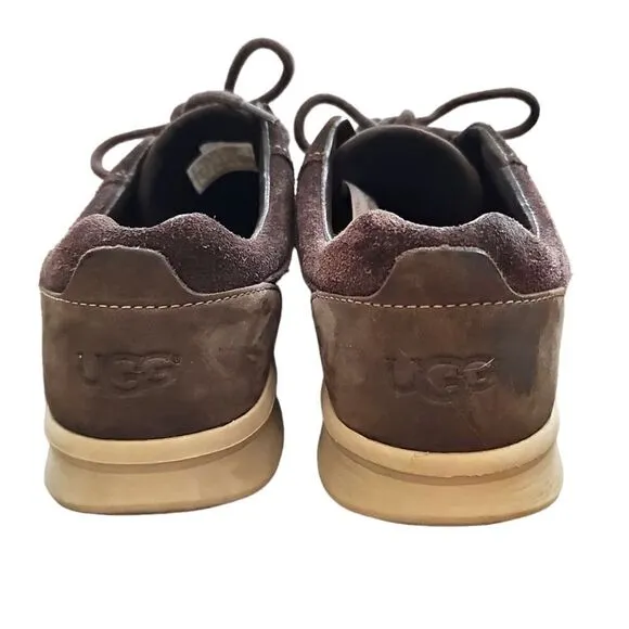 UGG ENERG Oxford Tread Lite Brown Woven Suede Lace Up Shoes Size 9