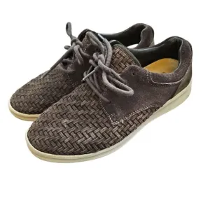 UGG ENERG Oxford Tread Lite Brown Woven Suede Lace Up Shoes Size 9
