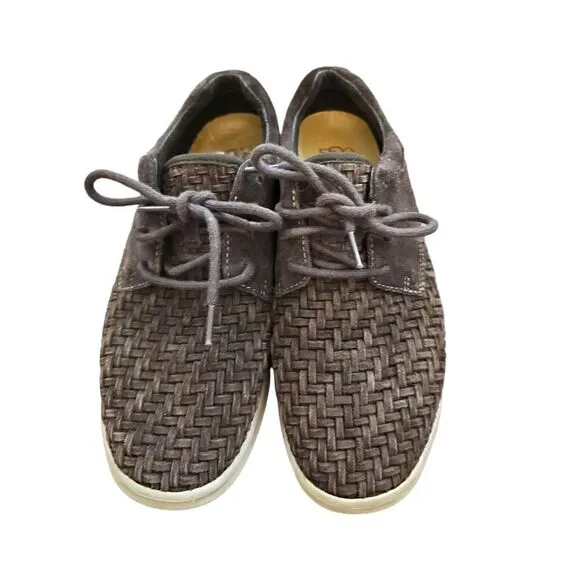 UGG ENERG Oxford Tread Lite Brown Woven Suede Lace Up Shoes Size 9