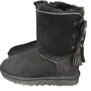 UGG Kristabelle Black Suede Boots, Lace Up Tassel size 7