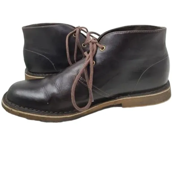 UGG LEIGHTON BROWN LEATHER CHUKKA LACE UP BOOTS SIZE 8