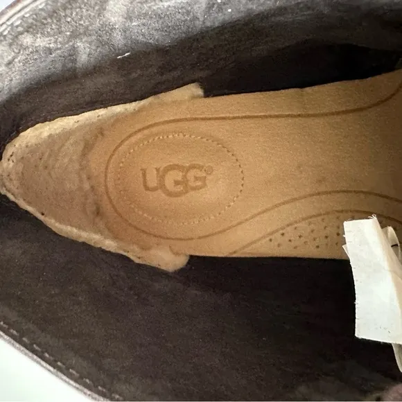 UGG LEIGHTON BROWN LEATHER CHUKKA LACE UP BOOTS SIZE 8