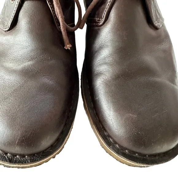 UGG LEIGHTON BROWN LEATHER CHUKKA LACE UP BOOTS SIZE 8