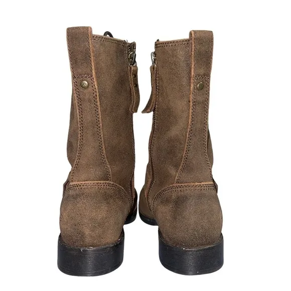 UGG Marela suede lace up combat boots in brown. Size 8 GUC