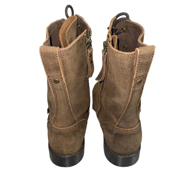 UGG Marela suede lace up combat boots in brown. Size 8 GUC