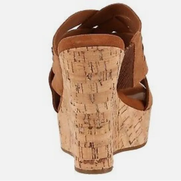 UGG MARTA CHESTNUT WEDGES PLATFORM SUEDE SLIDE WOMEN'S SANDALS